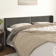 sengegavl med kanter 203x16x78/88 cm fløjl mørkegrå