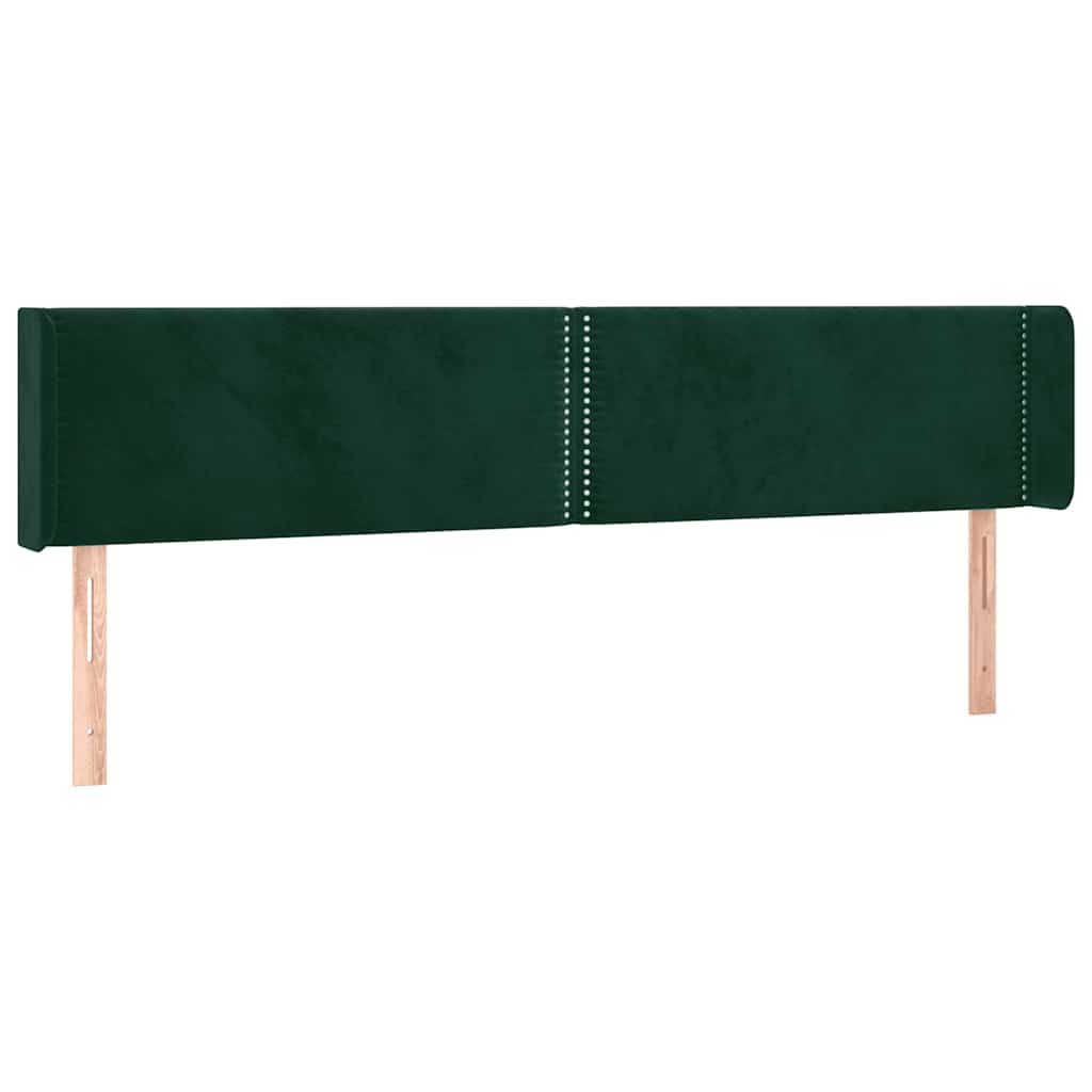 sengegavl med kanter 203x16x78/88 cm fløjl mørkegrøn
