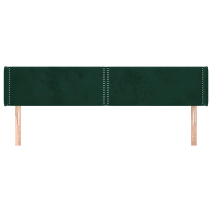 sengegavl med kanter 203x16x78/88 cm fløjl mørkegrøn