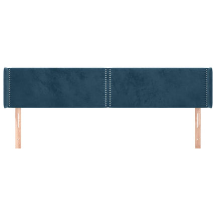 sengegavl med kanter 203x16x78/88 cm fløjl mørkeblå