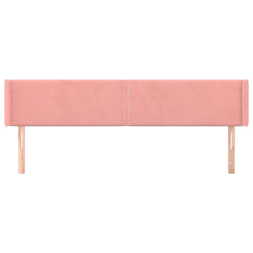 sengegavl med kanter 203x16x78/88 cm fløjl lyserød