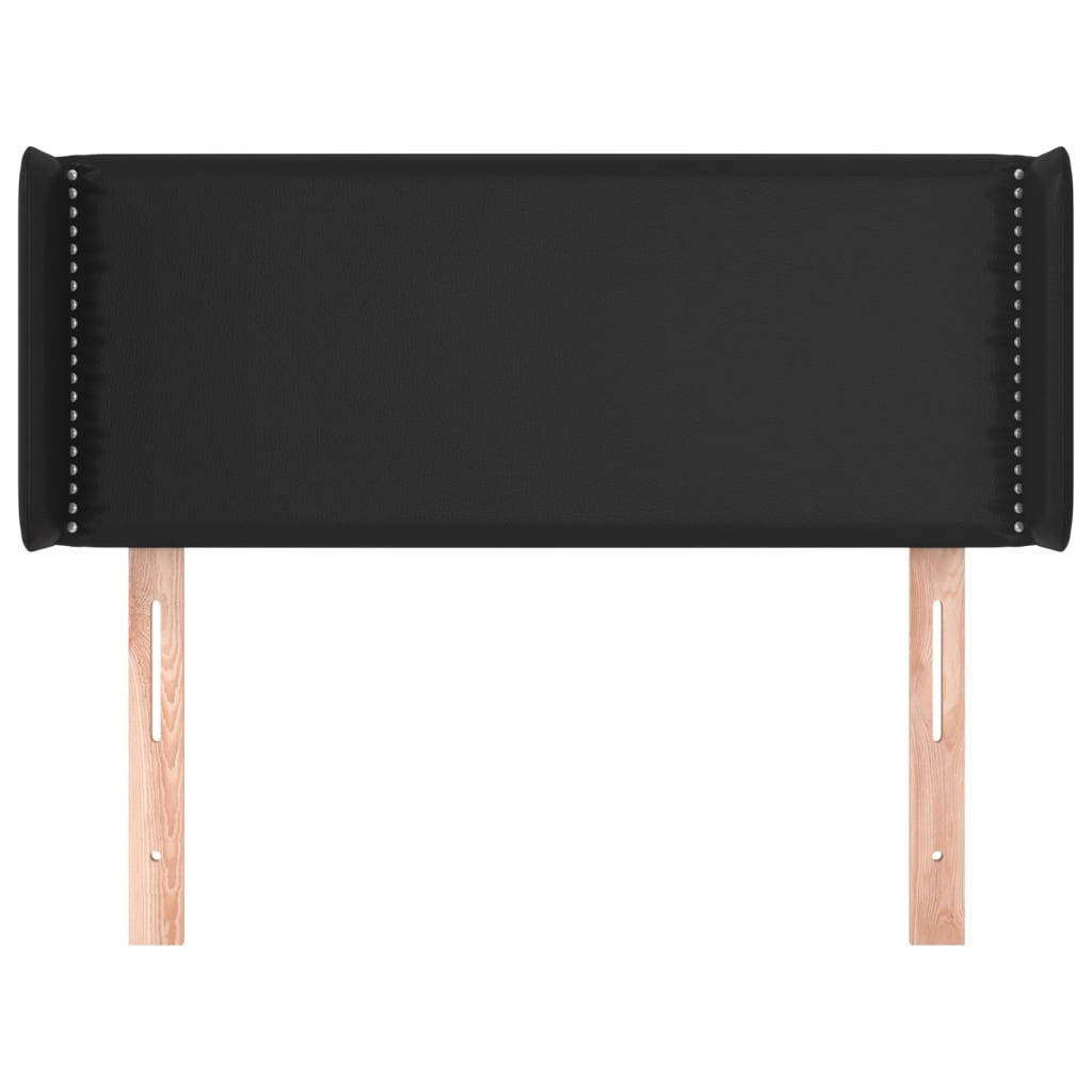 sengegavl med kanter 93x16x78/88 cm kunstlæder sort