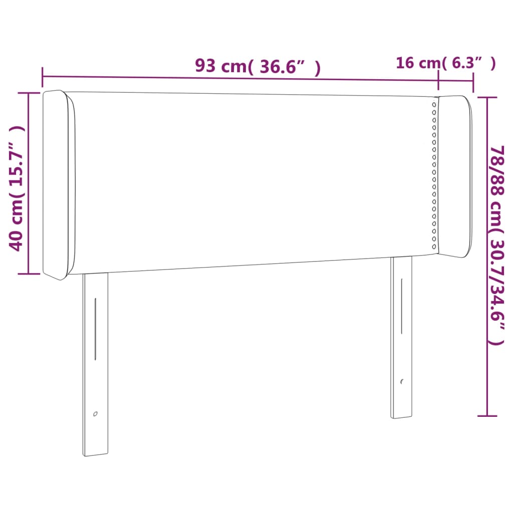 sengegavl med kanter 93x16x78/88 cm kunstlæder sort