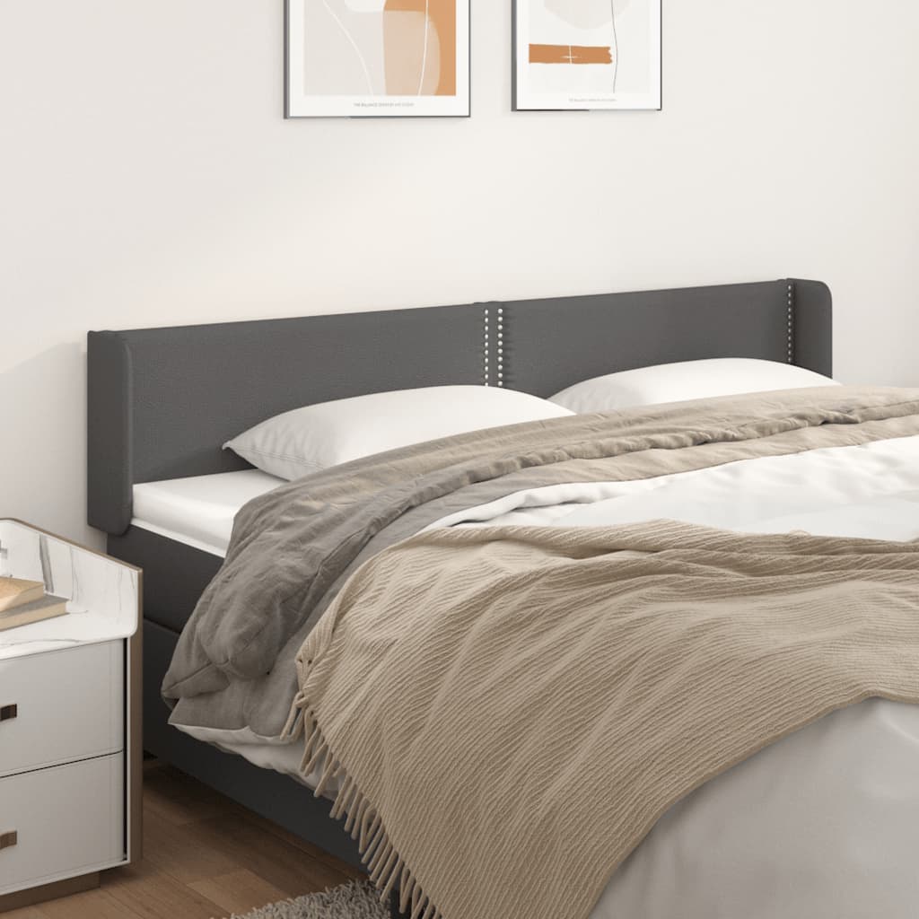 sengegavl med kanter 183x16x78/88 cm kunstlæder grå