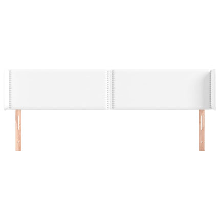 sengegavl med kanter 203x16x78/88 cm kunstlæder hvid