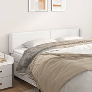 sengegavl med kanter 203x16x78/88 cm kunstlæder hvid