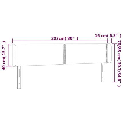 sengegavl med kanter 203x16x78/88 cm kunstlæder grå