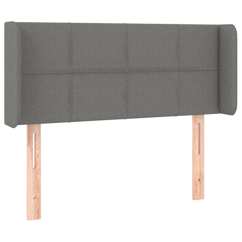sengegavl med kanter 83x16x78/128 cm stof mørkegrå
