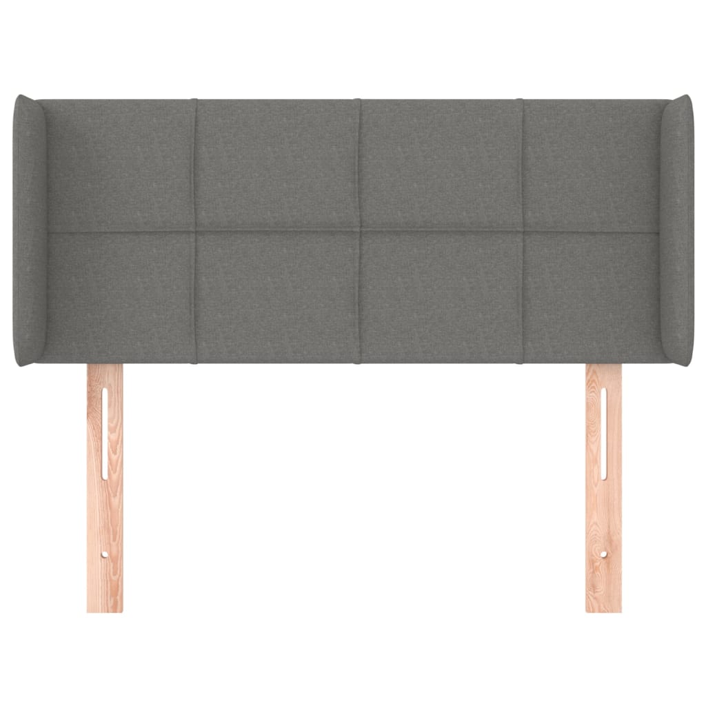 sengegavl med kanter 83x16x78/128 cm stof mørkegrå