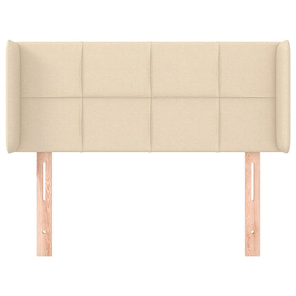 sengegavl med kanter 83x16x78/128 cm stof cremefarvet