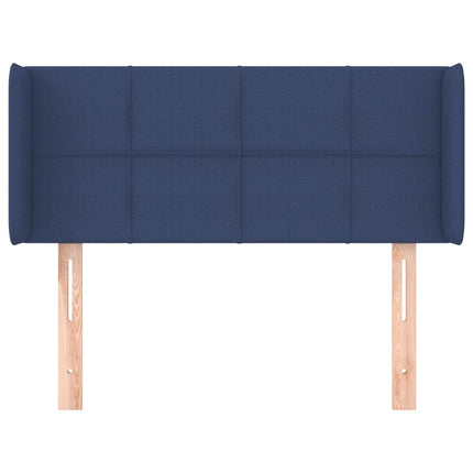 sengegavl med kanter 83x16x78/128 cm stof blå