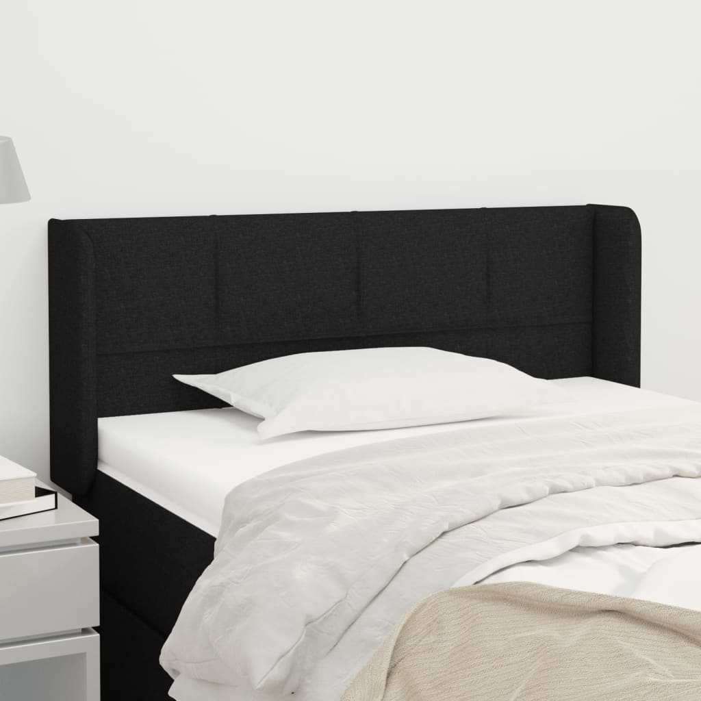 sengegavl med kanter 93x16x78/88 cm stof sort