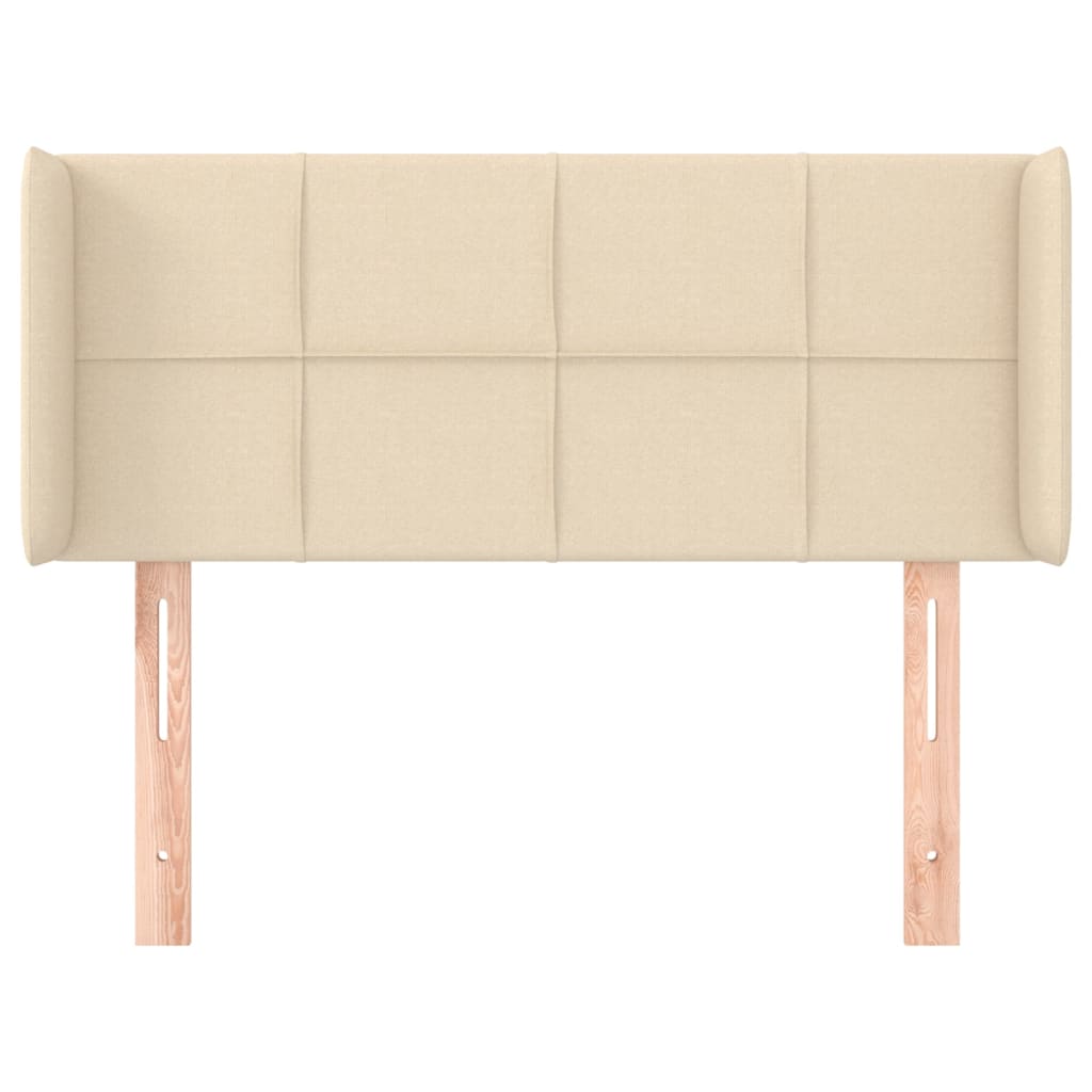 sengegavl med kanter 93x16x78/88 cm stof cremefarvet