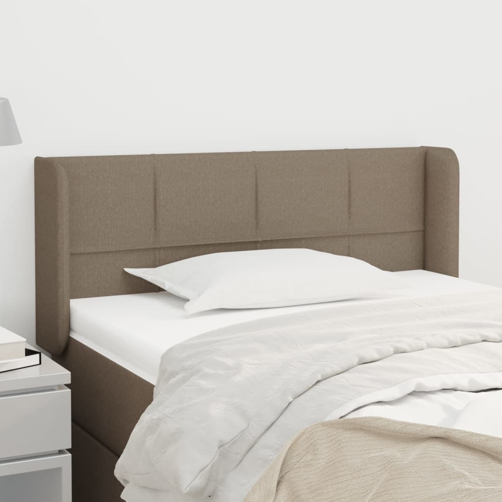 sengegavl med kanter 103x16x78/88 cm stof gråbrun