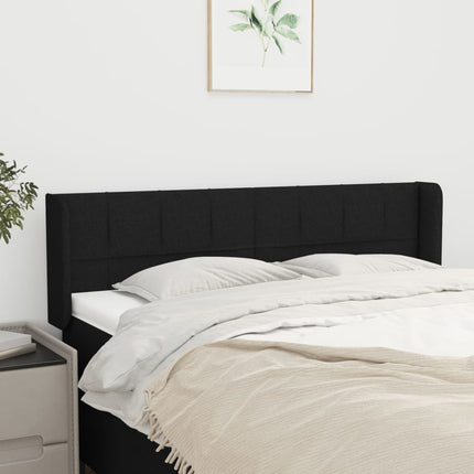sengegavl med kanter 147x16x78/88 cm stof sort
