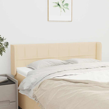 sengegavl med kanter 147x16x78/88 cm stof cremefarvet