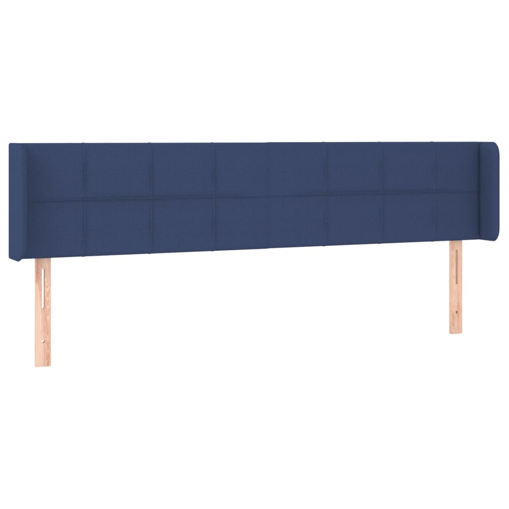 sengegavl med kanter 163x16x78/88 cm stof blå