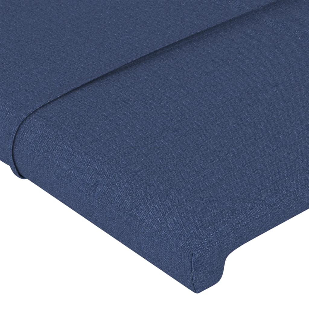 sengegavl med kanter 163x16x78/88 cm stof blå