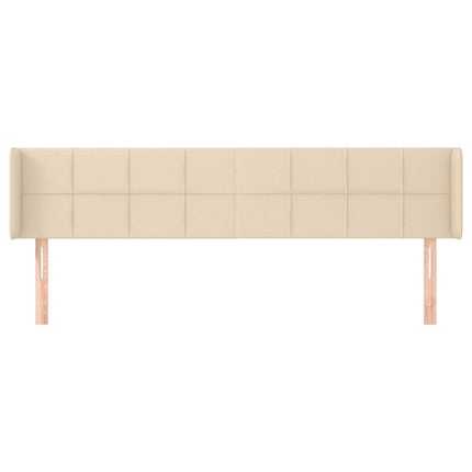 sengegavl med kanter 183x16x78/88 cm stof cremefarvet
