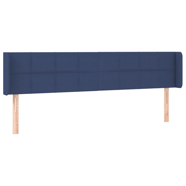 sengegavl med kanter 183x16x78/88 cm stof blå
