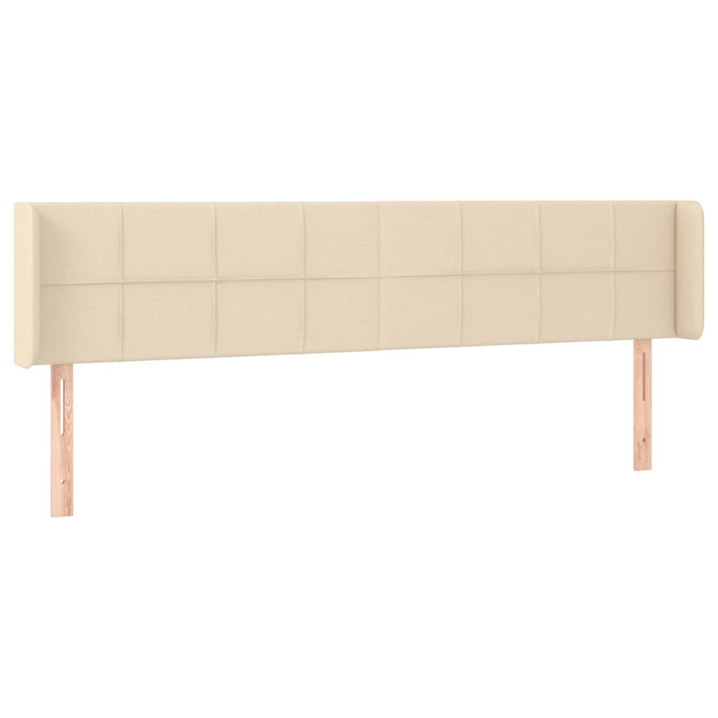 sengegavl med kanter 203x16x78/88 cm stof cremefarvet