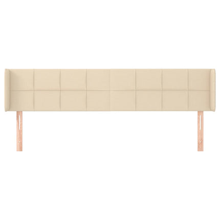 sengegavl med kanter 203x16x78/88 cm stof cremefarvet