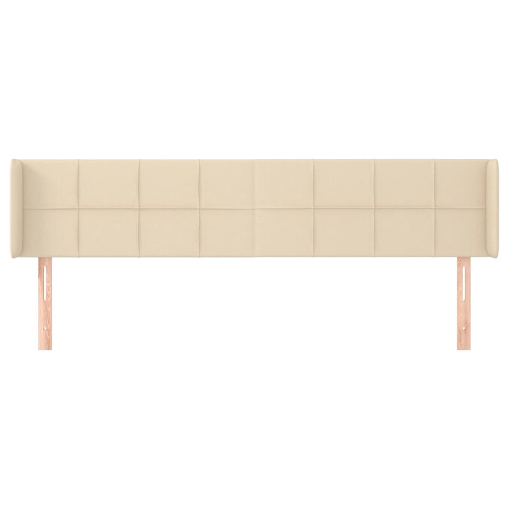 sengegavl med kanter 203x16x78/88 cm stof cremefarvet