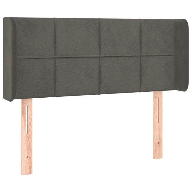 sengegavl med kanter 83x16x78/88 cm fløjl mørkegrå