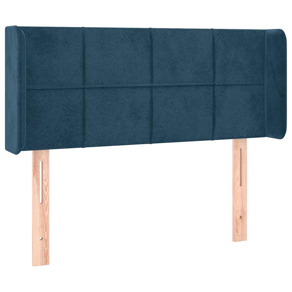 sengegavl med kanter 83x16x78/88 cm fløjl mørkeblå