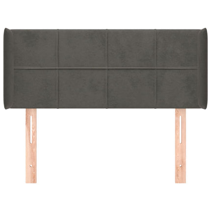 sengegavl med kanter 93x16x78/88 cm fløjl mørkegrå