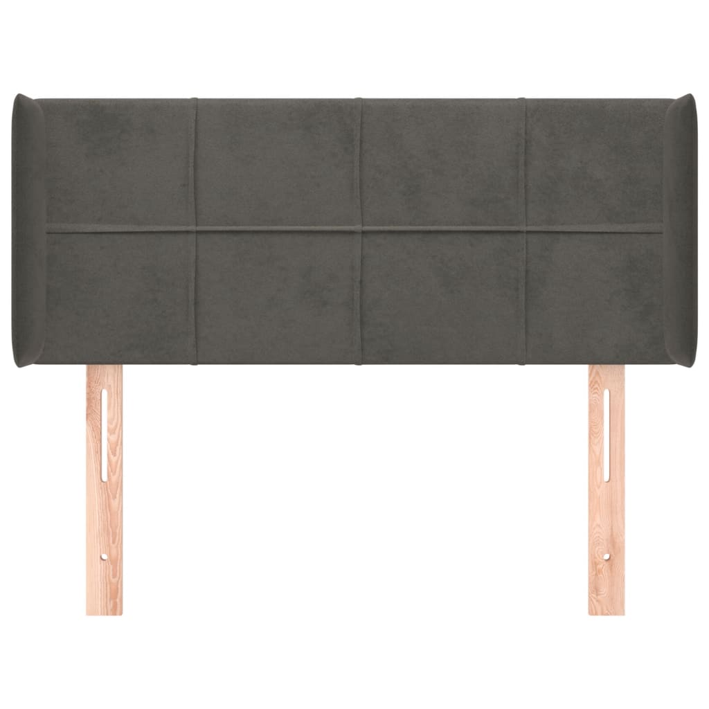 sengegavl med kanter 93x16x78/88 cm fløjl mørkegrå