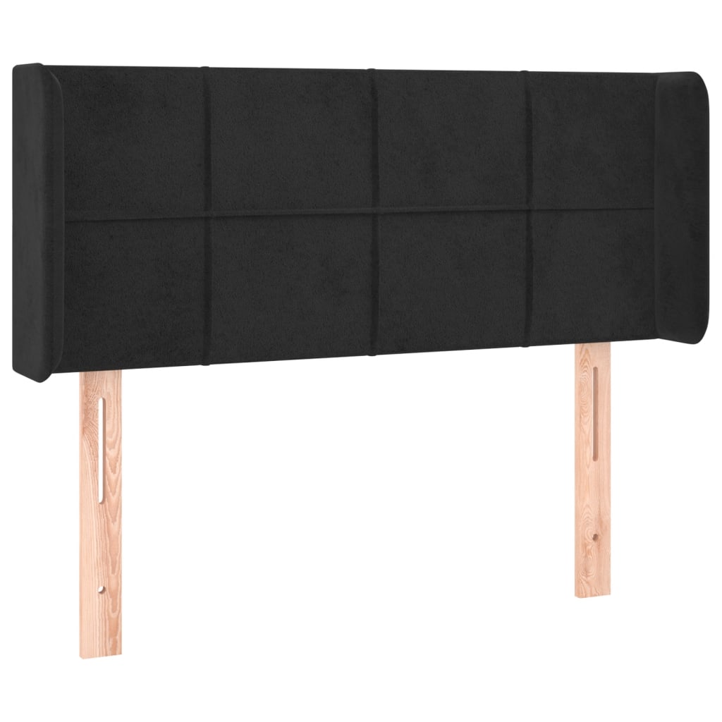 sengegavl med kanter 93x16x78/88 cm fløjl sort
