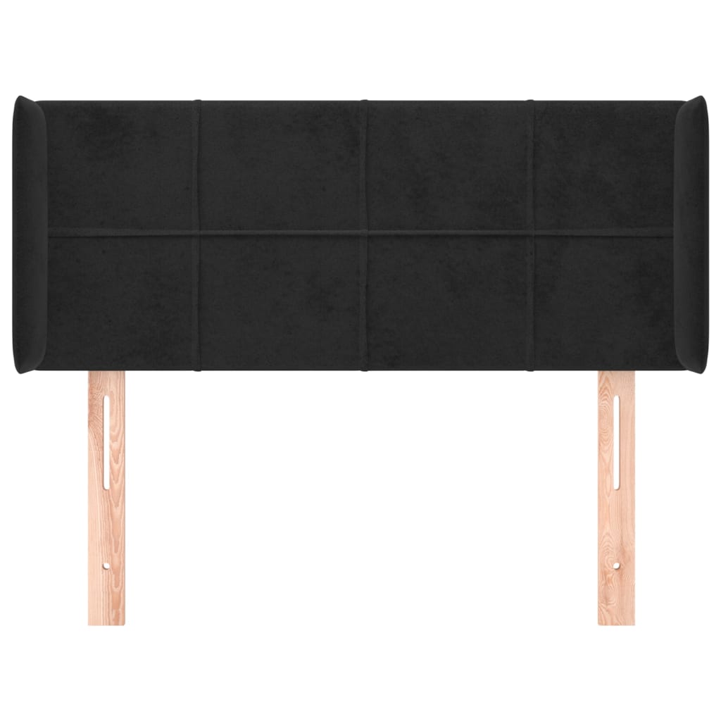 sengegavl med kanter 93x16x78/88 cm fløjl sort
