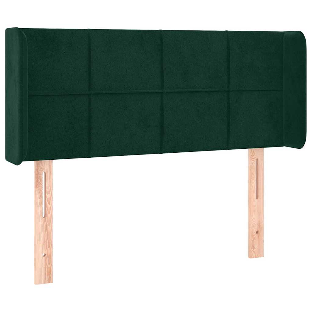 sengegavl med kanter 93x16x78/88 cm fløjl mørkegrøn