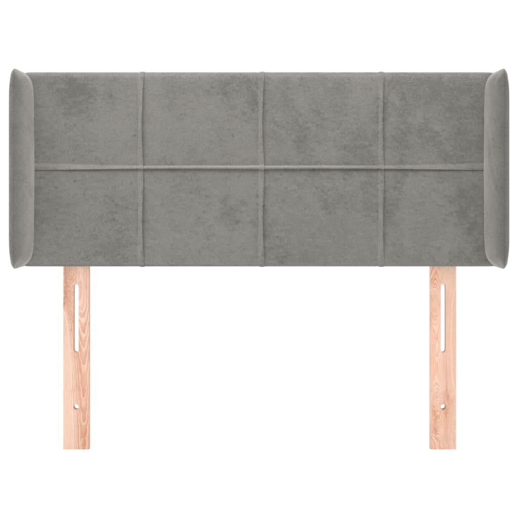sengegavl med kanter 103x16x78/88 cm fløjl lysegrå