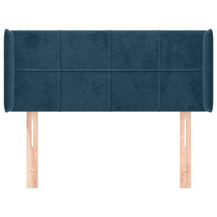 sengegavl med kanter 103x16x78/88 cm fløjl mørkeblå