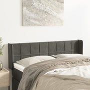 sengegavl med kanter 147x16x78/88 cm fløjl mørkegrå