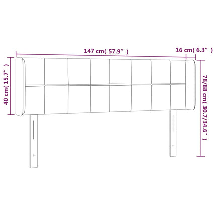 sengegavl med kanter 147x16x78/88 cm fløjl sort