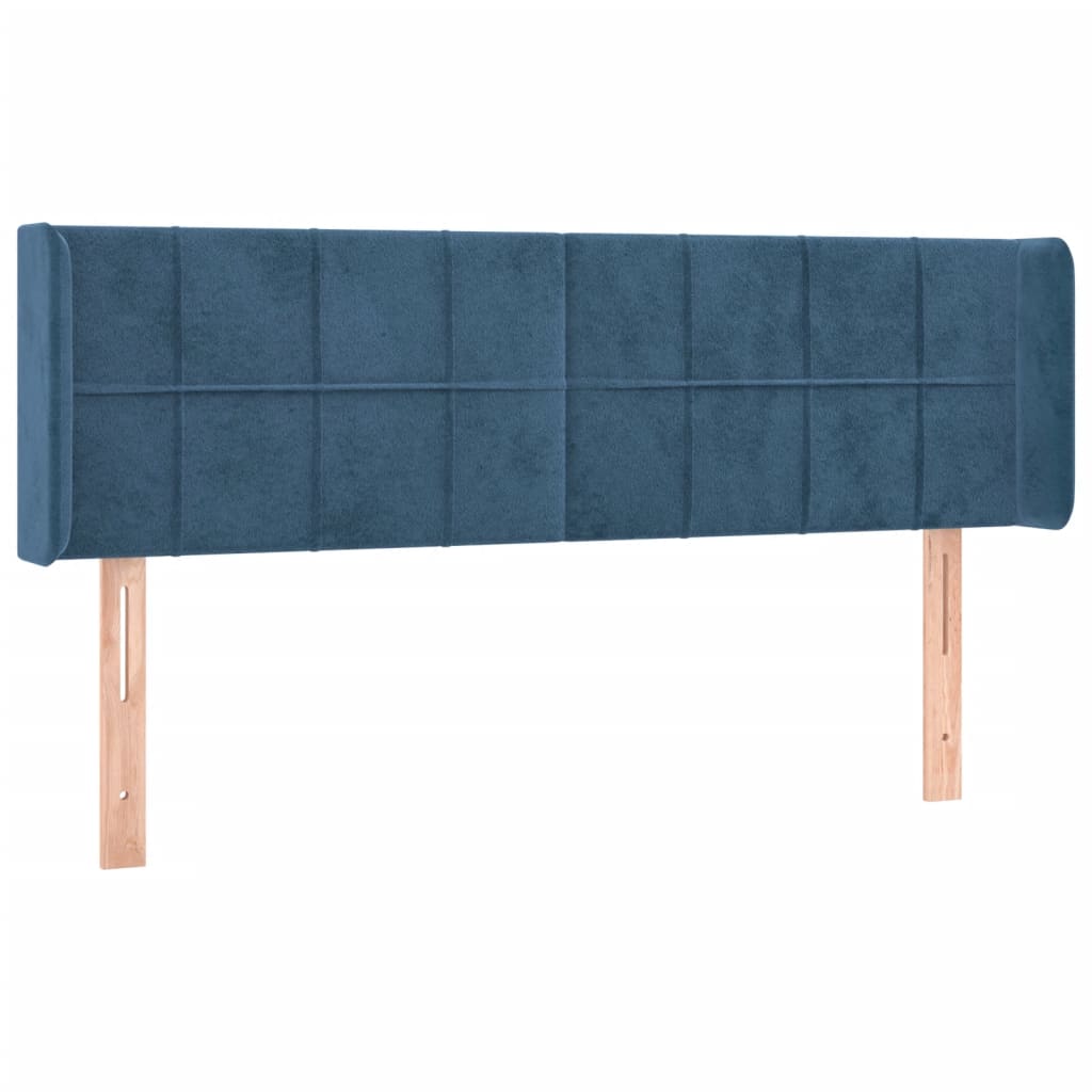 sengegavl med kanter 147x16x78/88 cm fløjl mørkeblå