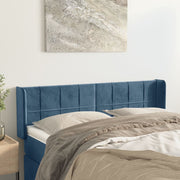 sengegavl med kanter 147x16x78/88 cm fløjl mørkeblå