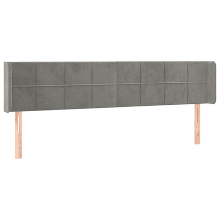 sengegavl med kanter 163x16x78/88 cm fløjl lysegrå