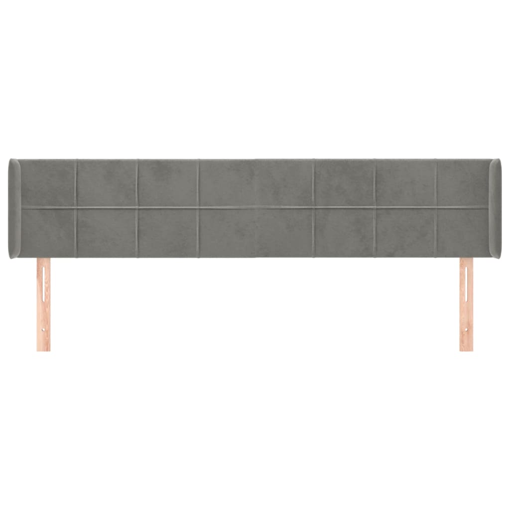 sengegavl med kanter 163x16x78/88 cm fløjl lysegrå