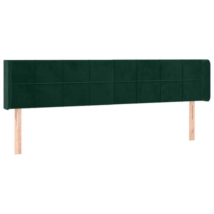 sengegavl med kanter 163x16x78/88 cm fløjl mørkegrøn