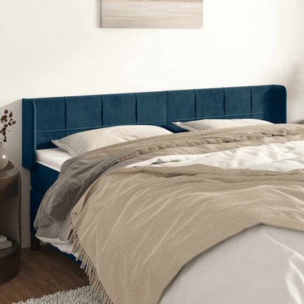 sengegavl med kanter 163x16x78/88 cm fløjl mørkeblå