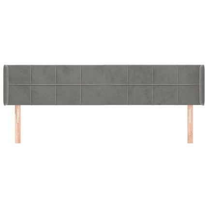 sengegavl med kanter 183x16x78/88 cm fløjl lysegrå