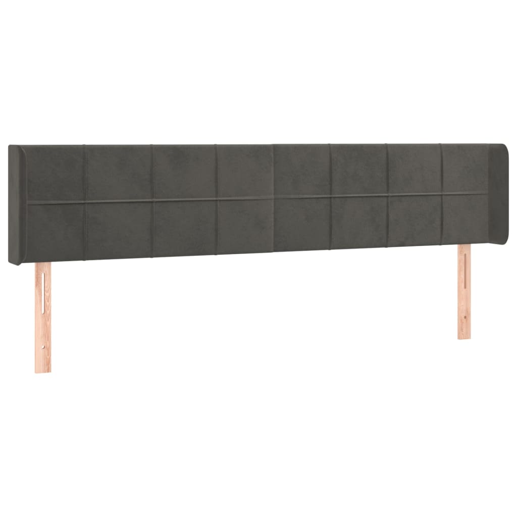 sengegavl med kanter 183x16x78/88 cm fløjl mørkegrå