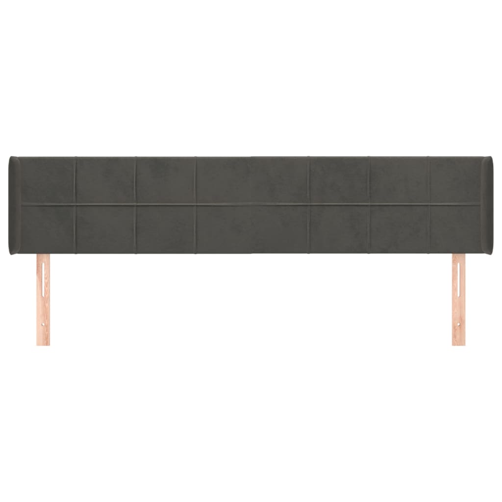 sengegavl med kanter 183x16x78/88 cm fløjl mørkegrå