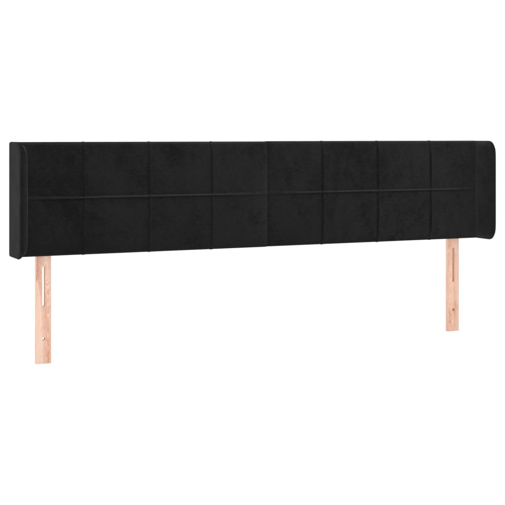 sengegavl med kanter 183x16x78/88 cm fløjl sort