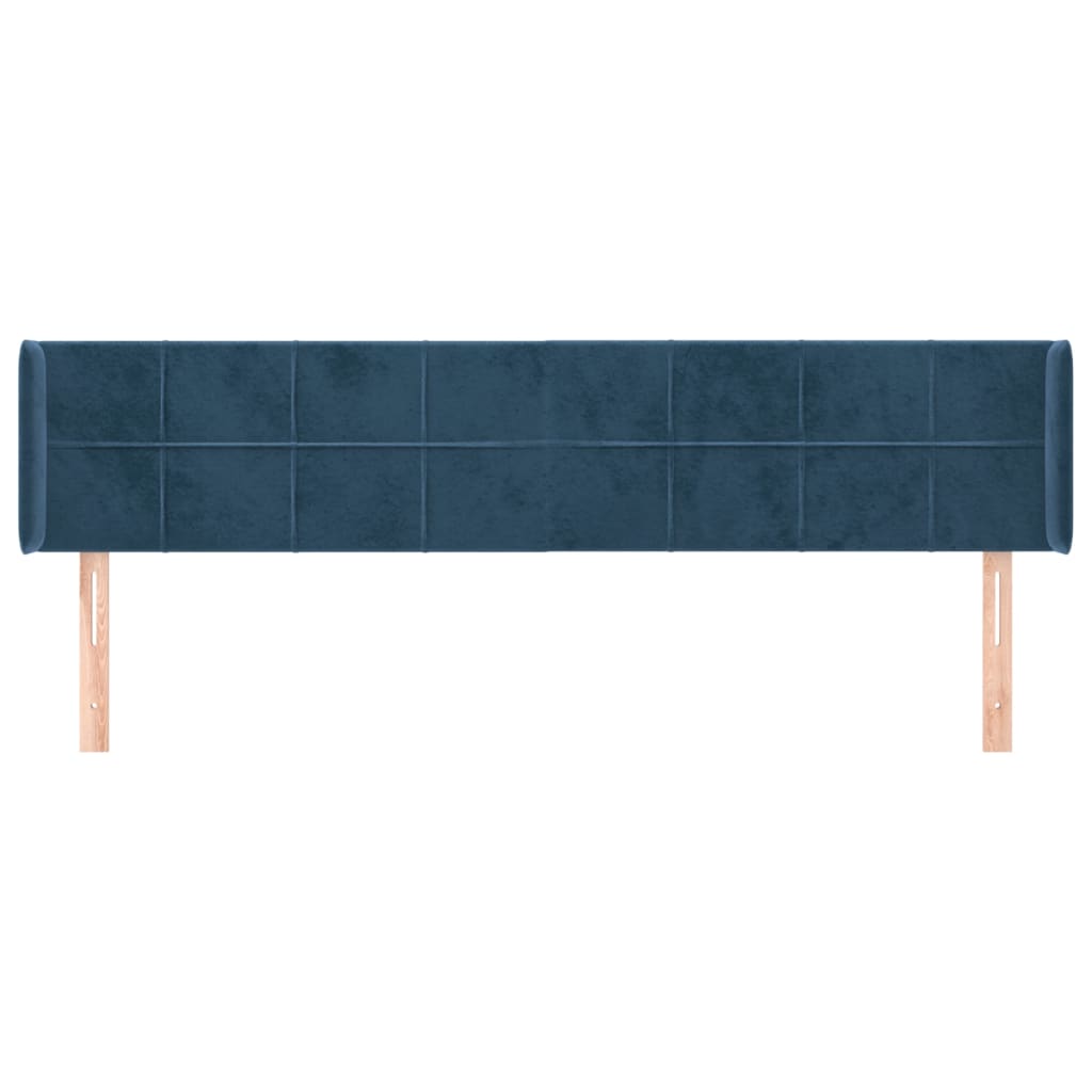 sengegavl med kanter 183x16x78/88 cm fløjl mørkeblå