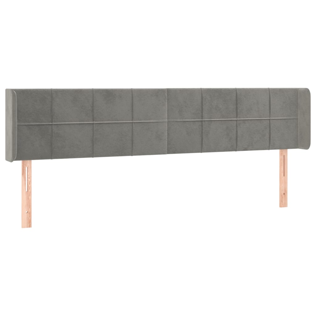 sengegavl med kanter 203x16x78/88 cm fløjl lysegrå